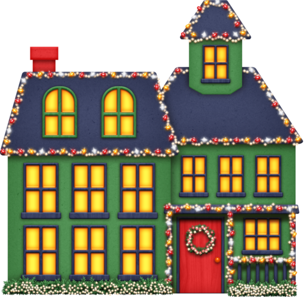 Christmas Lights Cartoon Clipart - House With Christmas Lights Clipart - Png Download (600x588), Png Download