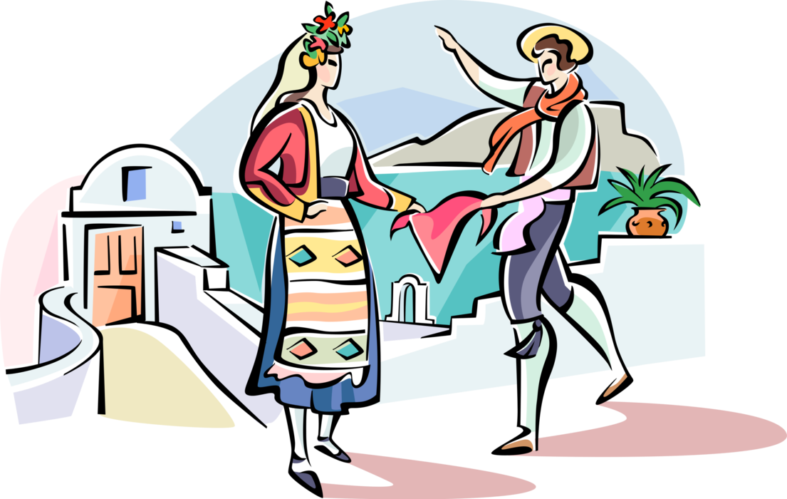 Vector Illustration Of Traditional Greek Wedding Ritual - Greek Dance Clip Art - Png Download (1105x700), Png Download