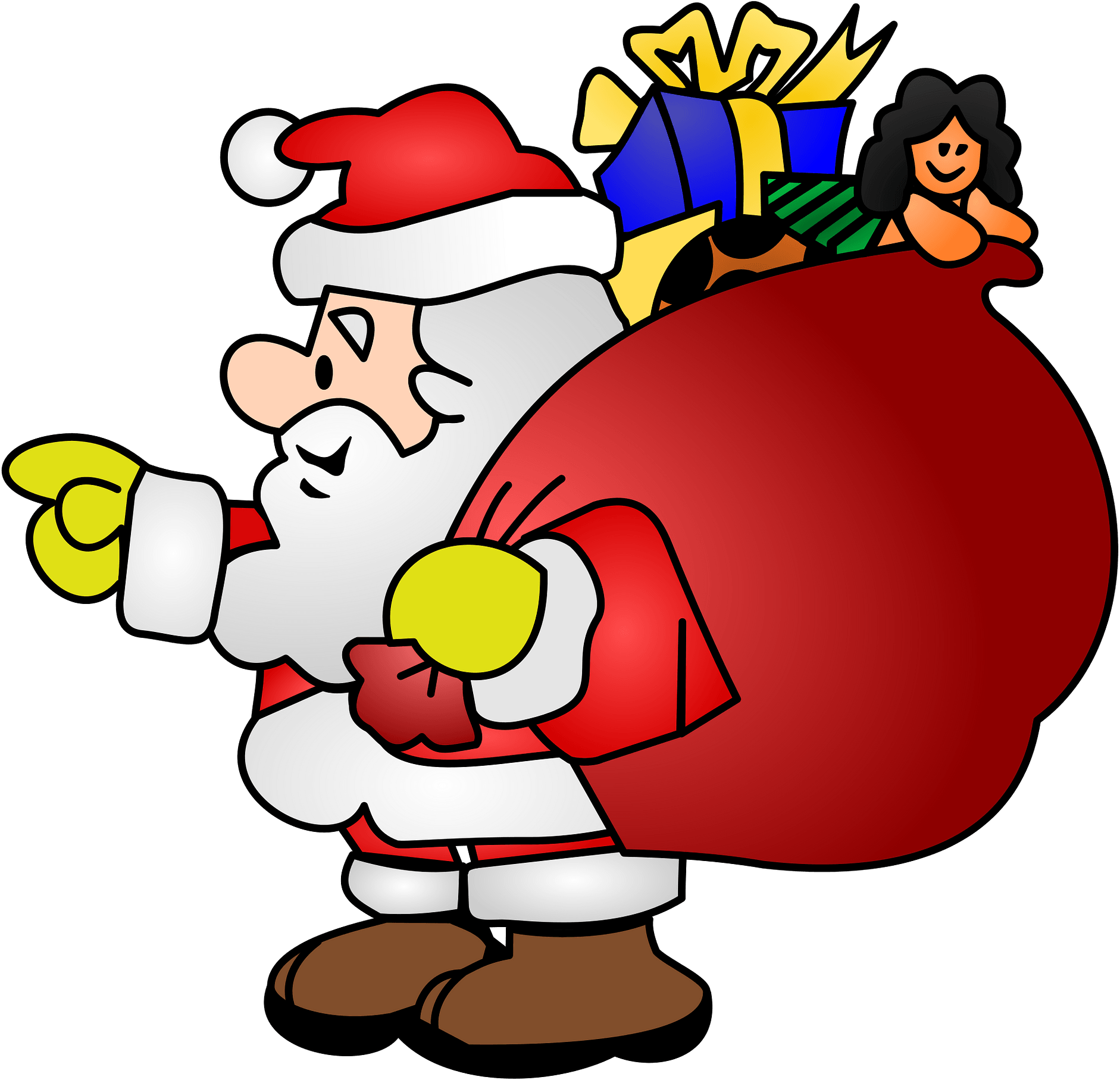 Santa Sack Of Toys Clipart (1920x1852), Png Download