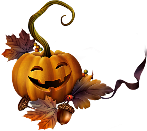 Pumpkin Cluster Clipart Image Transparent Halloween - Tubes Png Halloween (595x530), Png Download