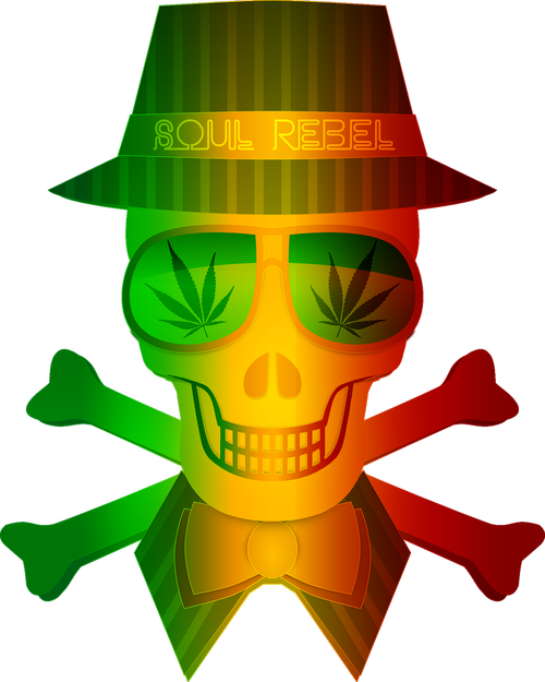 Rasta Weed Skull Clipart (500x625), Png Download