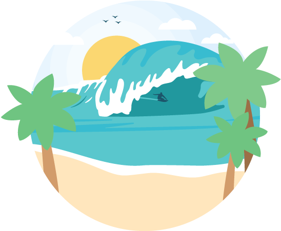 Surfin - Surfing Palm Tree Clipart Transparent - Png Download (800x600), Png Download