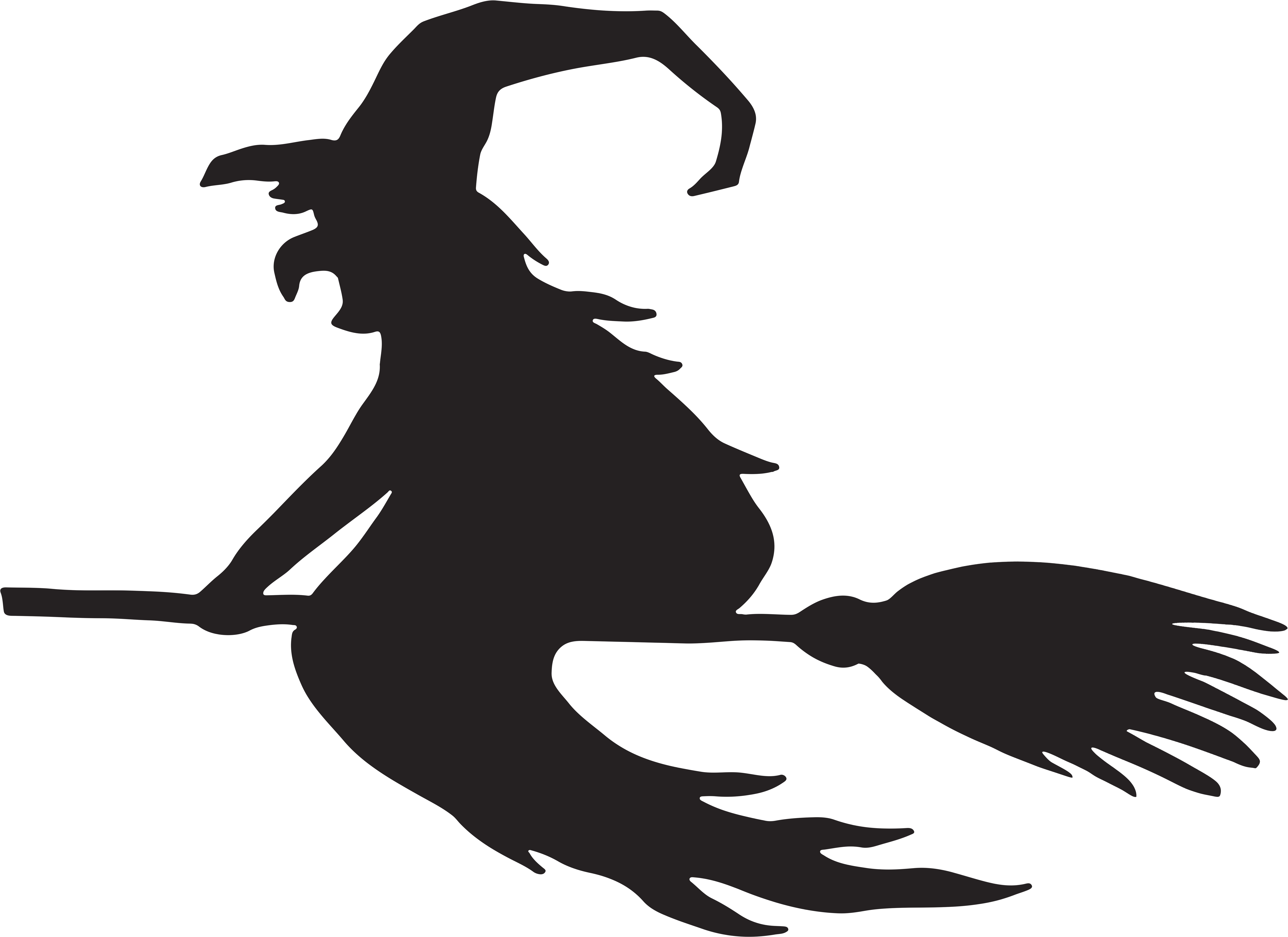 Silhouette Witch Clipart - Witch Silhouette Clipart - Png Download (8000x5859), Png Download