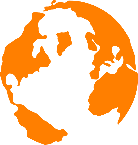 Orange Globe Clip Art At Clker - Globe Clipart Black And White Png Transparent Png (570x597), Png Download