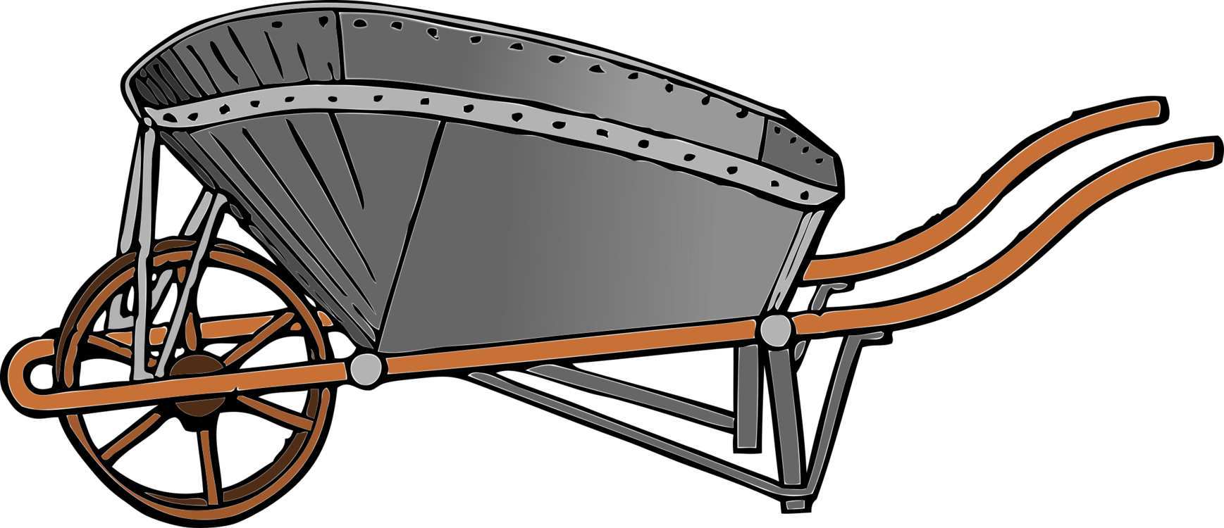Bicycle Accessory,wheel,chariot - Clipart Black Barrow - Png Download (1737x750), Png Download