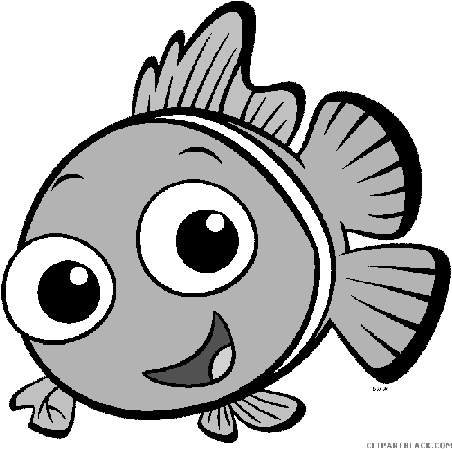 Cute Fish Clipart - Nemo Black And White - Png Download (653x649), Png Download
