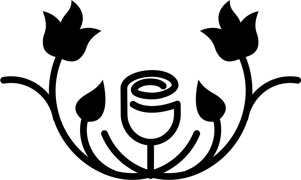 Rose Outline Variant With Leaves Silhouette And Vines - Flower Outline Png Clipart (981x588), Png Download