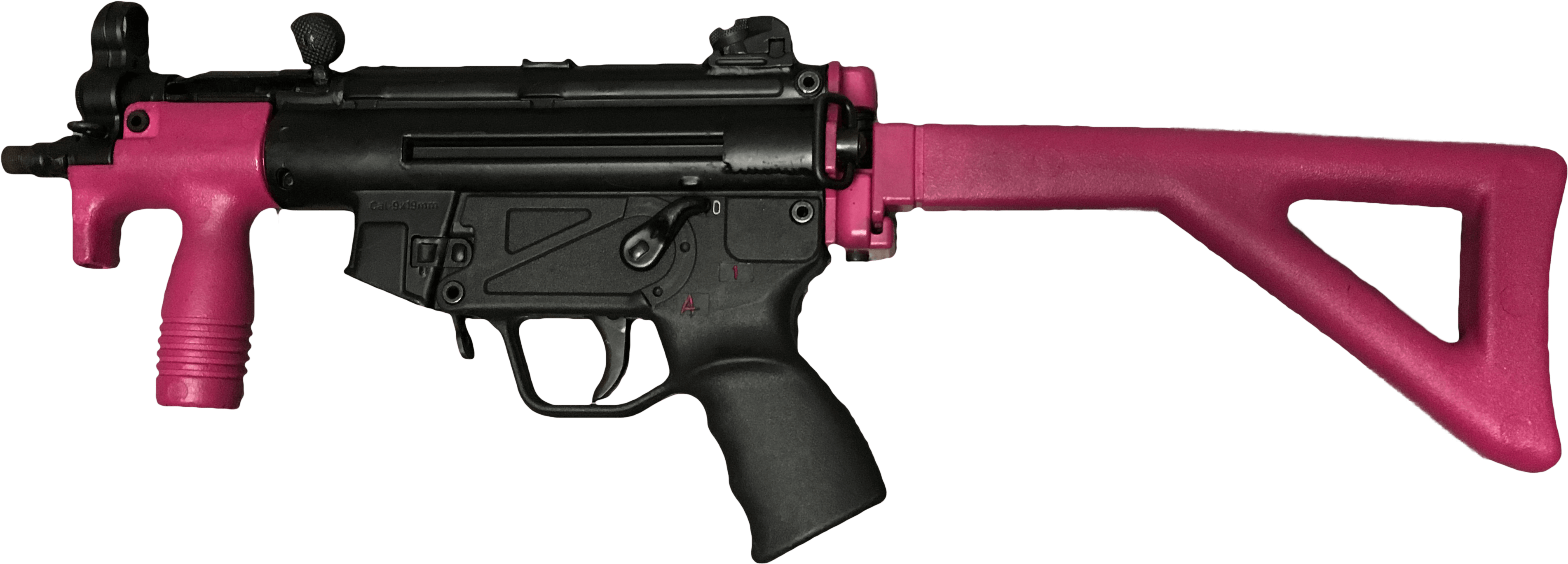 Heckler & Koch Mp5 M4 Carbine Submachine Gun Firearm - Mp5k Suppressed Clipart (3814x1380), Png Download