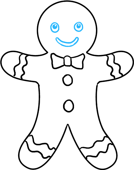 How To Draw Gingerbread Man - Gingerbread Man Easy Drawing Clipart (680x678), Png Download