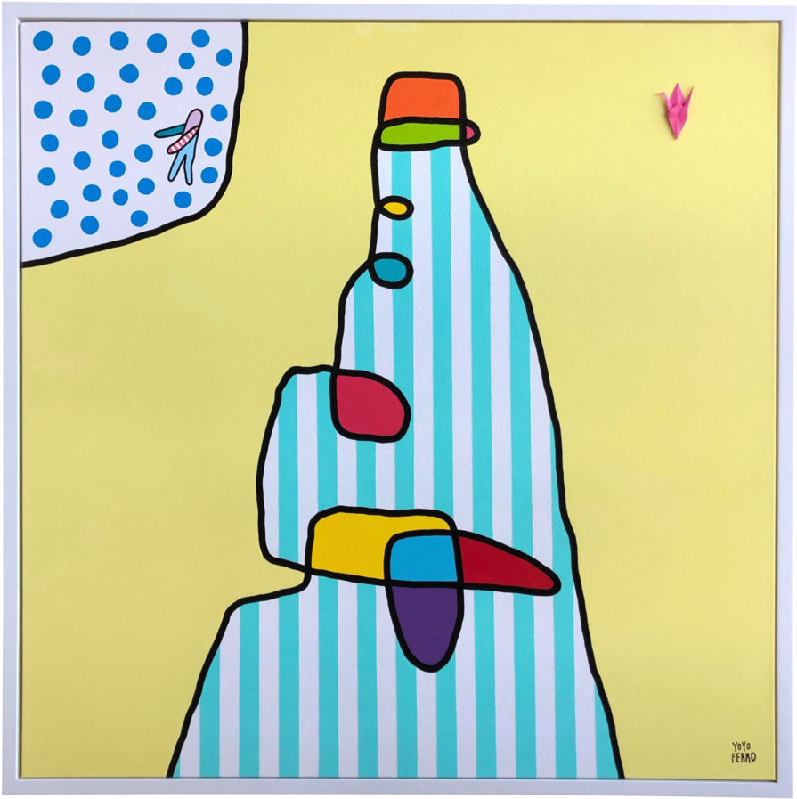 Torre De Papel , 2017 Acrylic And Origami On Canvas Clipart (1000x1010), Png Download