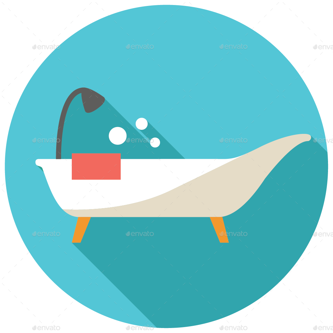 Bed Icon Png - Bath Icon Png Flat Clipart (1067x1067), Png Download