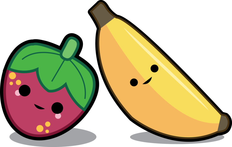 Banana - Strawberry And Banana Drawing Clipart (900x572), Png Download