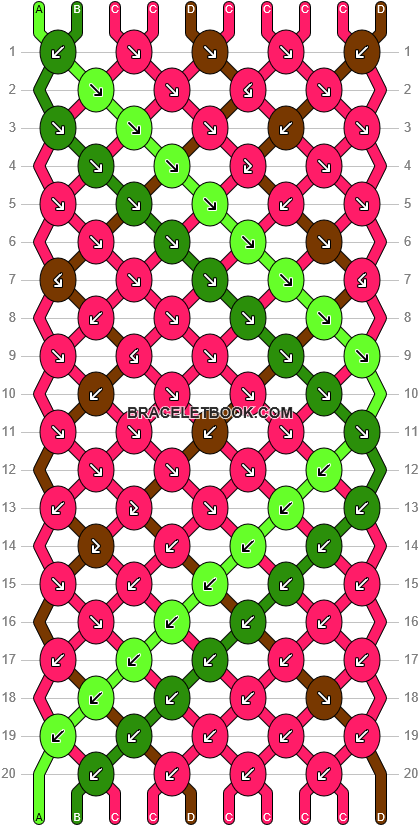 Watermelon Soo Cool - 8 String Diamond Pattern Friendship Bracelet Clipart (418x825), Png Download
