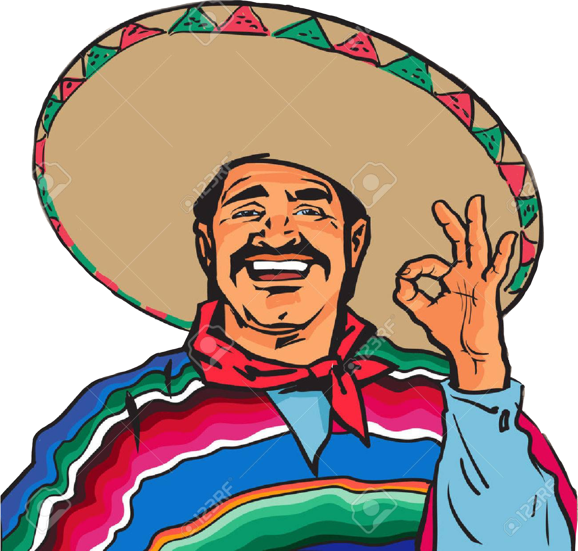 #mexican #mariachi #mexico #fajitas #burritos #mejico - Man With Sombrero Clipart (1984x1892), Png Download