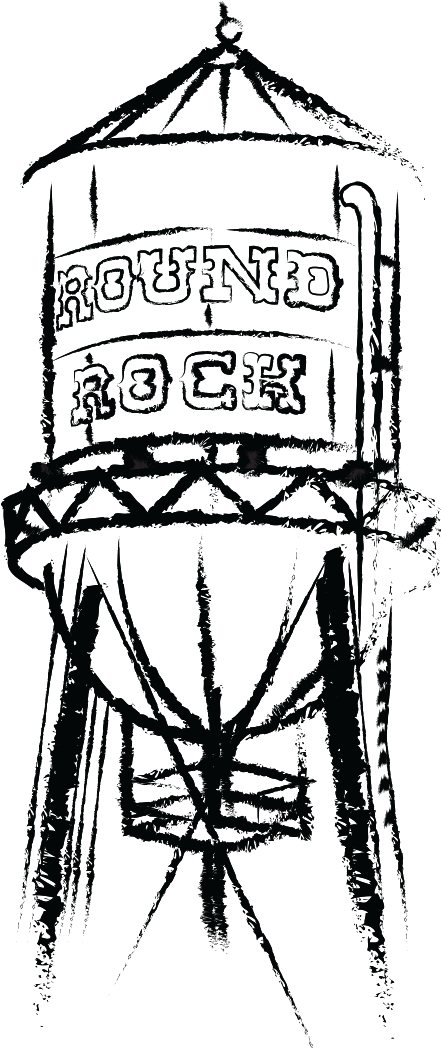 Water Tower Round Rock Arts - Round Rock Water Tower Illustration Clipart (577x1059), Png Download