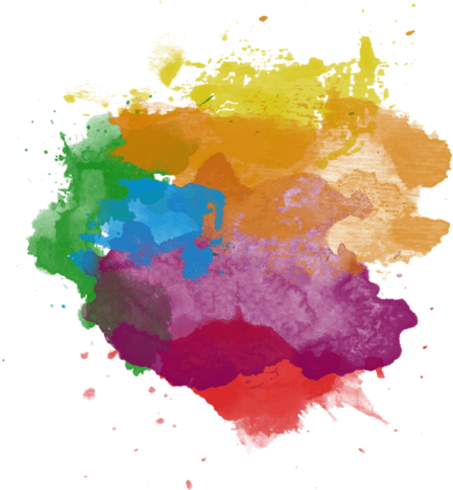 Цветные брызги. Яркие краски на белом фоне. Капли краски. Кляксы. Color splash.