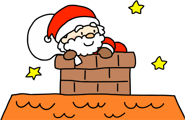 Santa In Chimney - Cartoon Clipart (600x600), Png Download