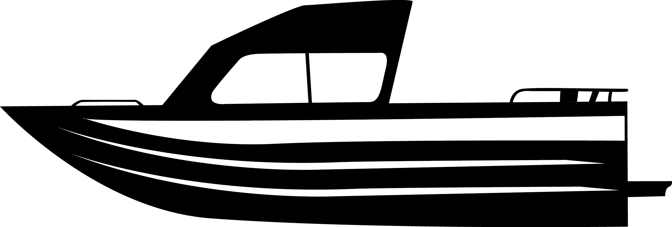 Fisherman Clipart Skiff - Boat Clipart Black And White Free - Png Download (2547x862), Png Download