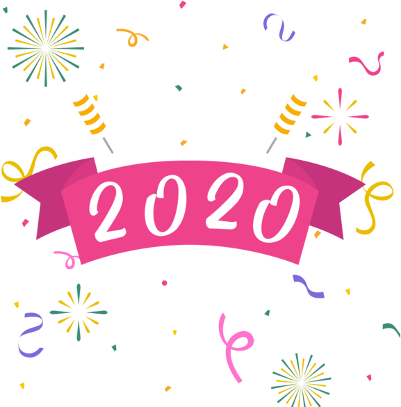 Transparent New Year 2020 Text Line Font For Happy - New Year Clipart 2020 - Png Download (600x584), Png Download