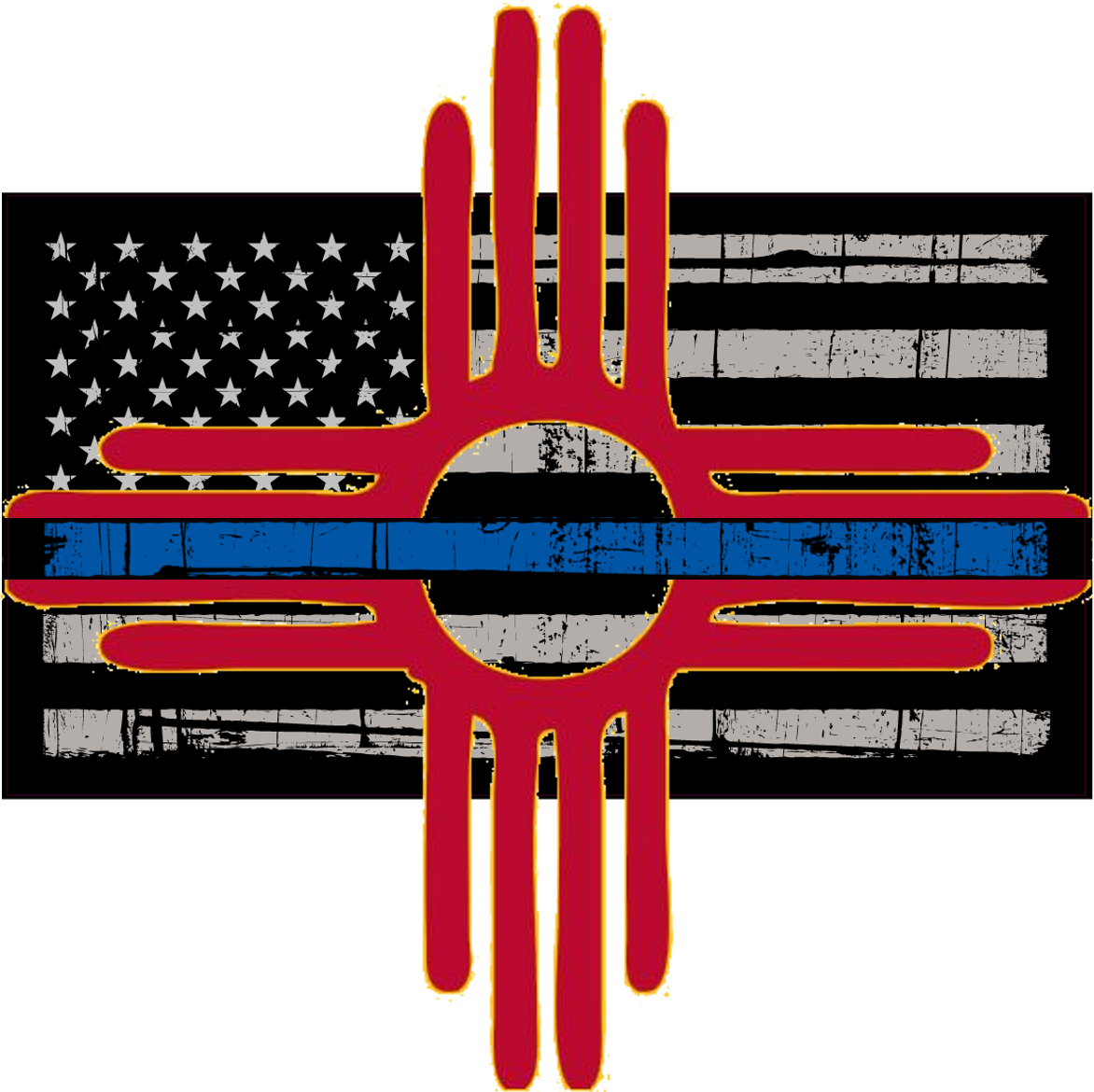 New Mexico Backing The Blue - Distressed Thin Blue Line Flag Clipart (1172x1170), Png Download