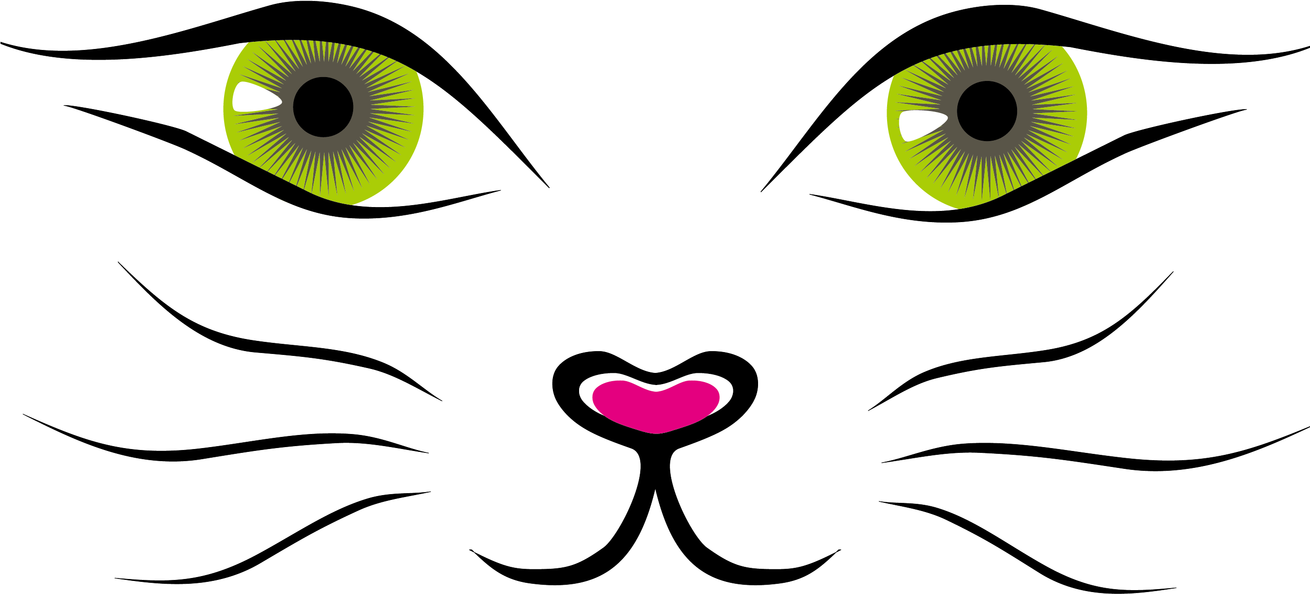 Cat Cartoon Clip Art - Cat Face Vector - Png Download (2701x1225), Png Download
