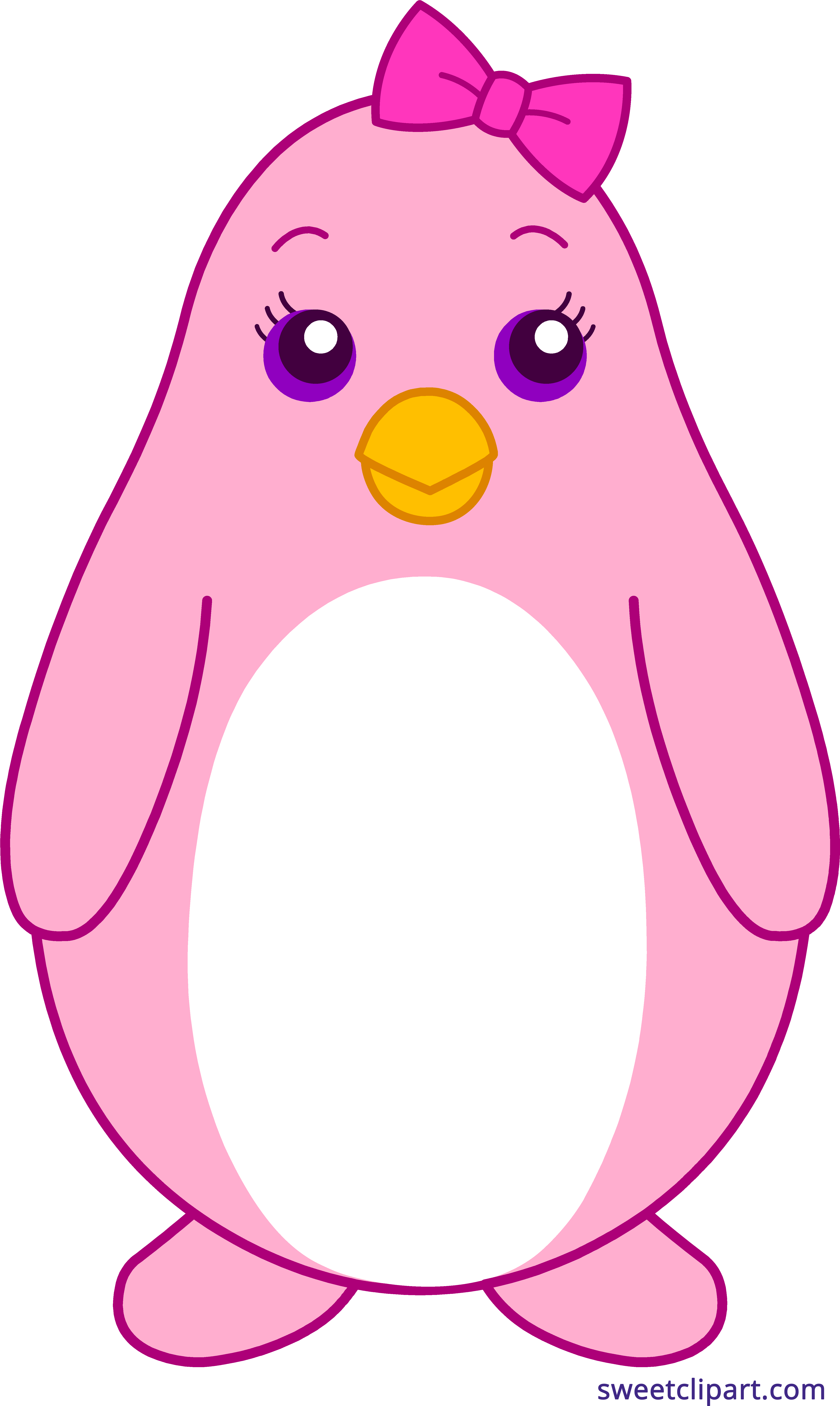 Penguin Bow Pink Clipart - Penguin To Colour Kids - Png Download (4583x7687), Png Download