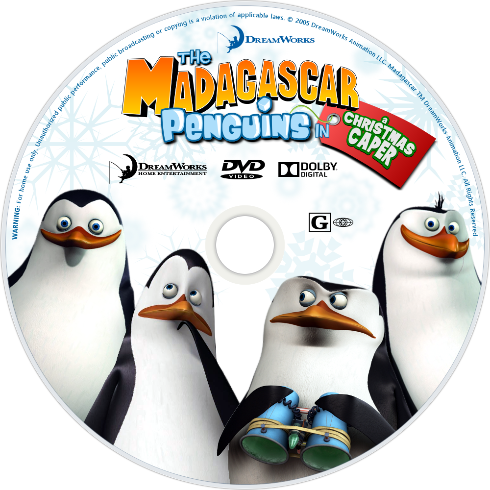 Penguins Of Madagascar Clipart Merry Christmas - Madagascar Penguins In A Christmas Caper Dvd - Png Download (1000x1000), Png Download