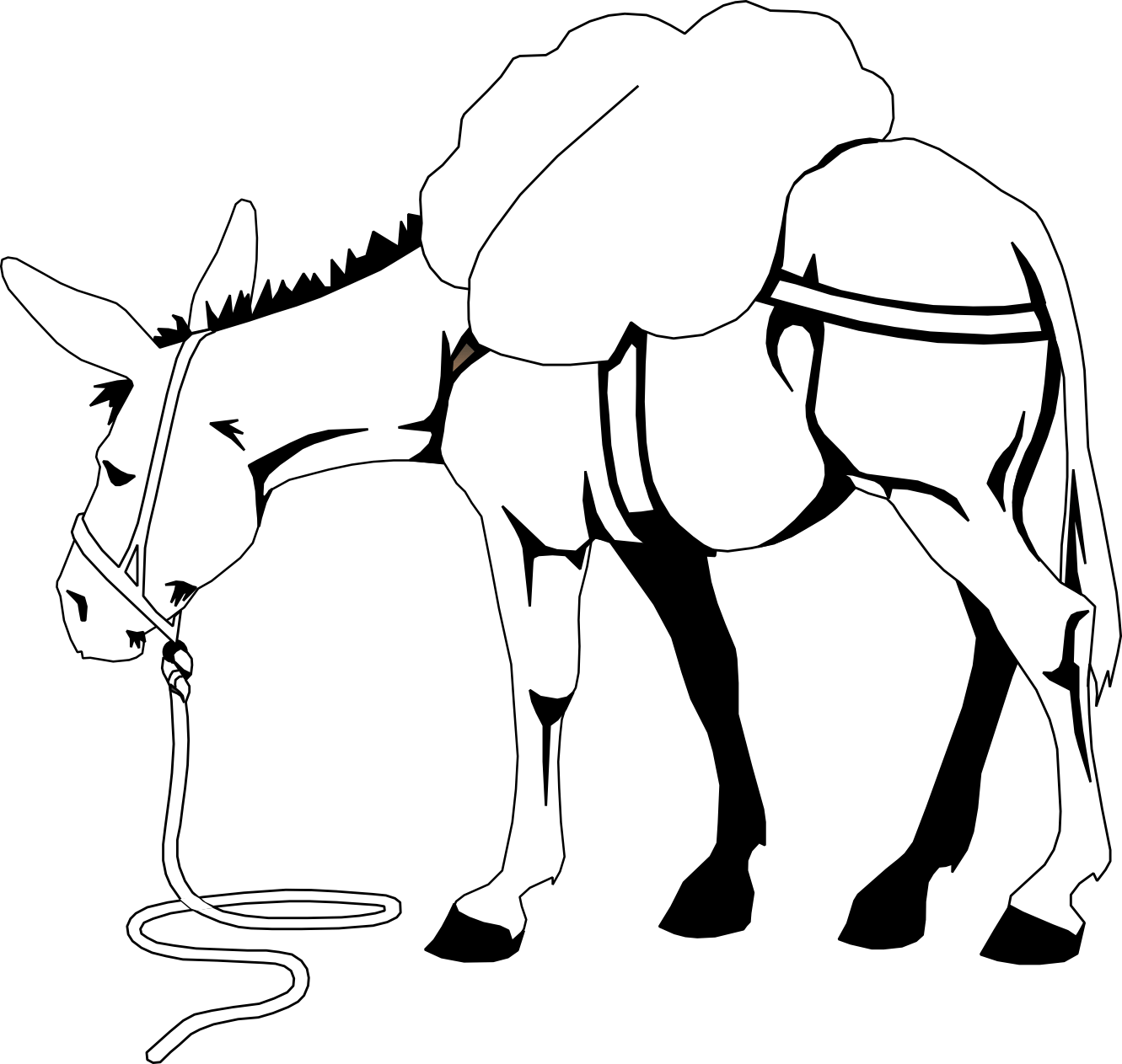 Donkey Clipart Black And White - Png Download (1331x1263), Png Download