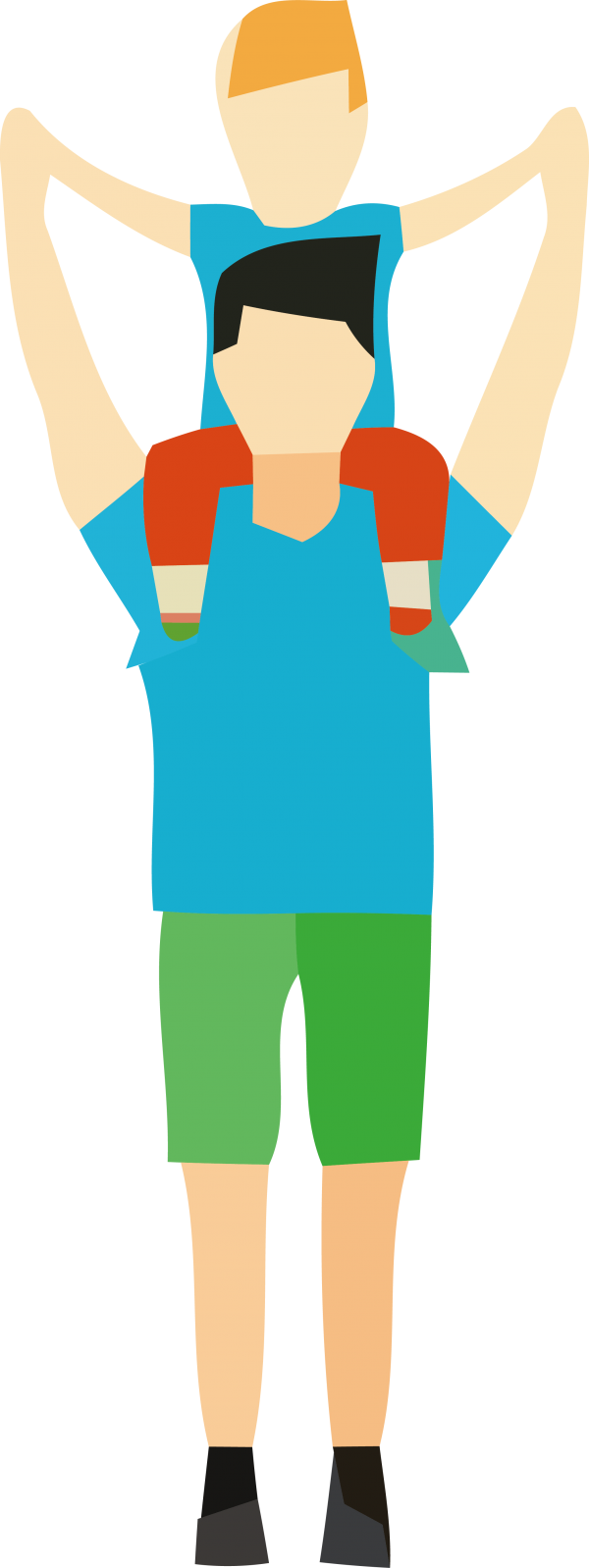 Child Father Arm Shoulder Png Clipart - Cartoon Transparent Png (600x1598), Png Download