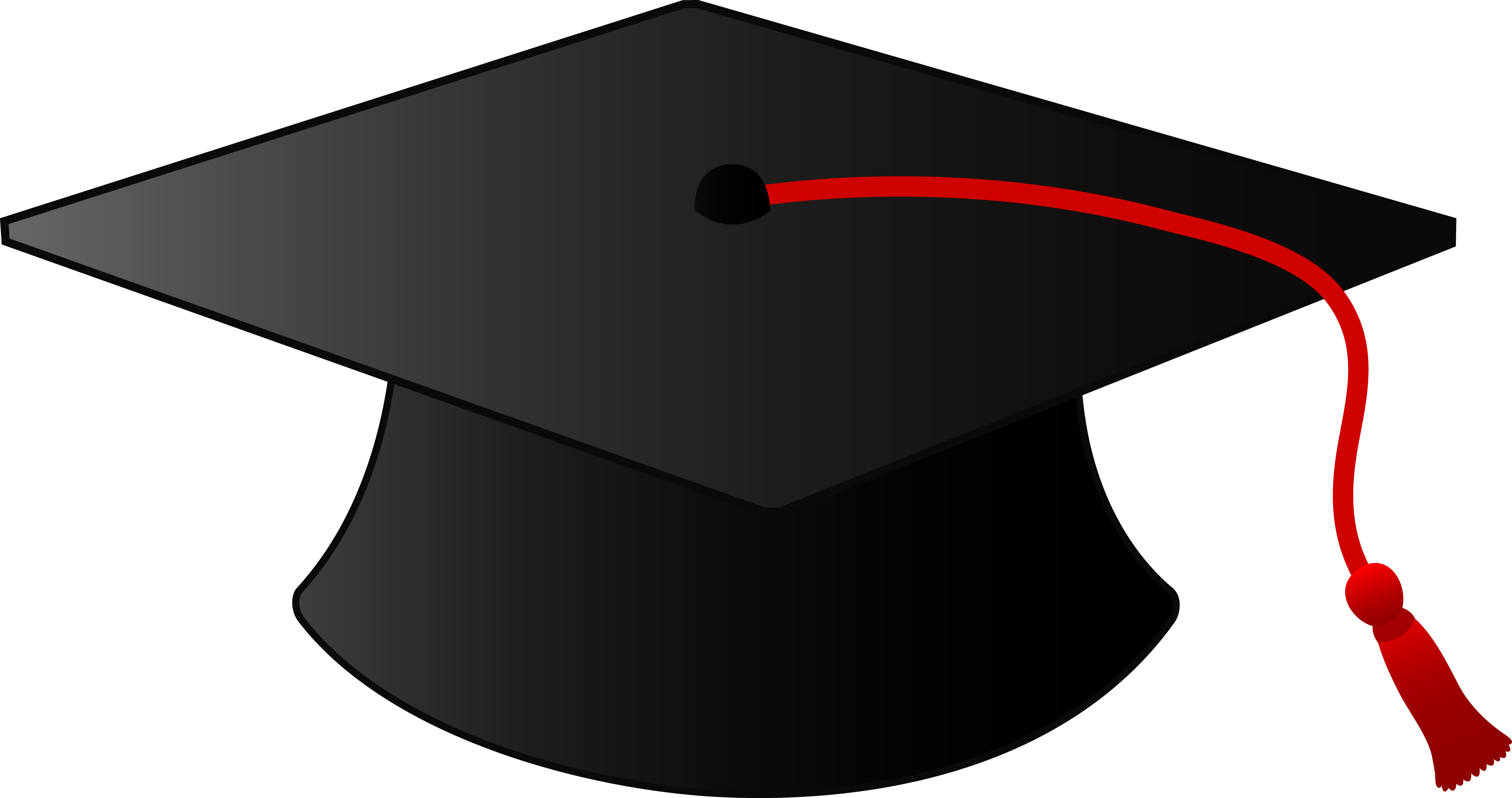 Graduation Cap Red Tassel Clipart (6204x3275), Png Download