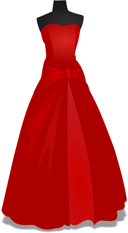 Wedding Dress Clipart - Red Long Dress Png Clipart Transparent Png