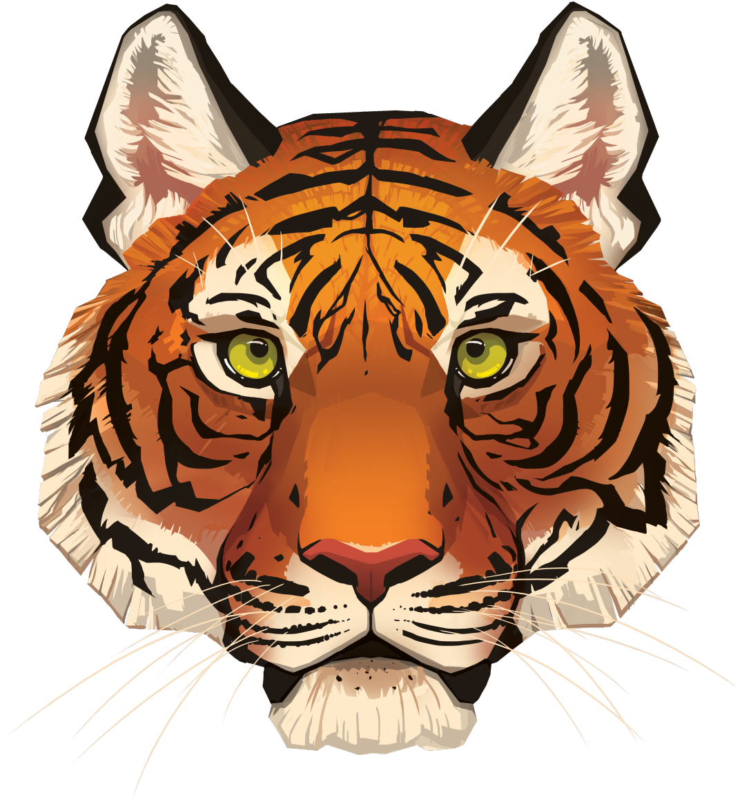 Drawing Tigers Hipster - Tiger Face Art Clipart (1280x1280), Png Download