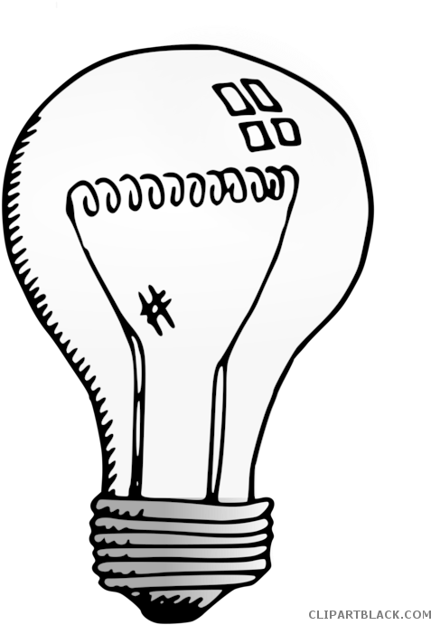Light Clipart Black And White - Incandescent Light Bulb Clipart - Png Download (495x700), Png Download