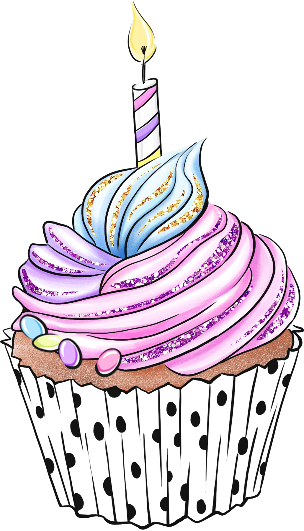 Cupcake Illustrations Clipart (1030x1800), Png Download