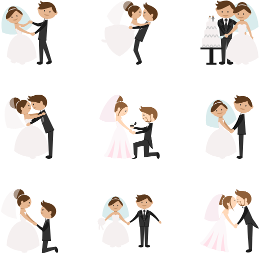 Wedding Icons - Wedding Couple Png Free Clipart (600x564), Png Download