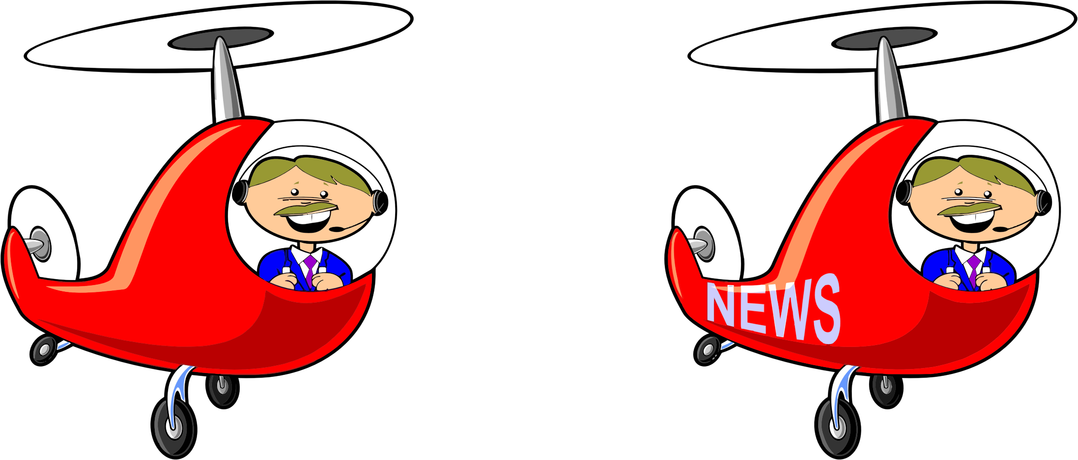 Cartoon Man In Helicopter Clipart (2194x936), Png Download