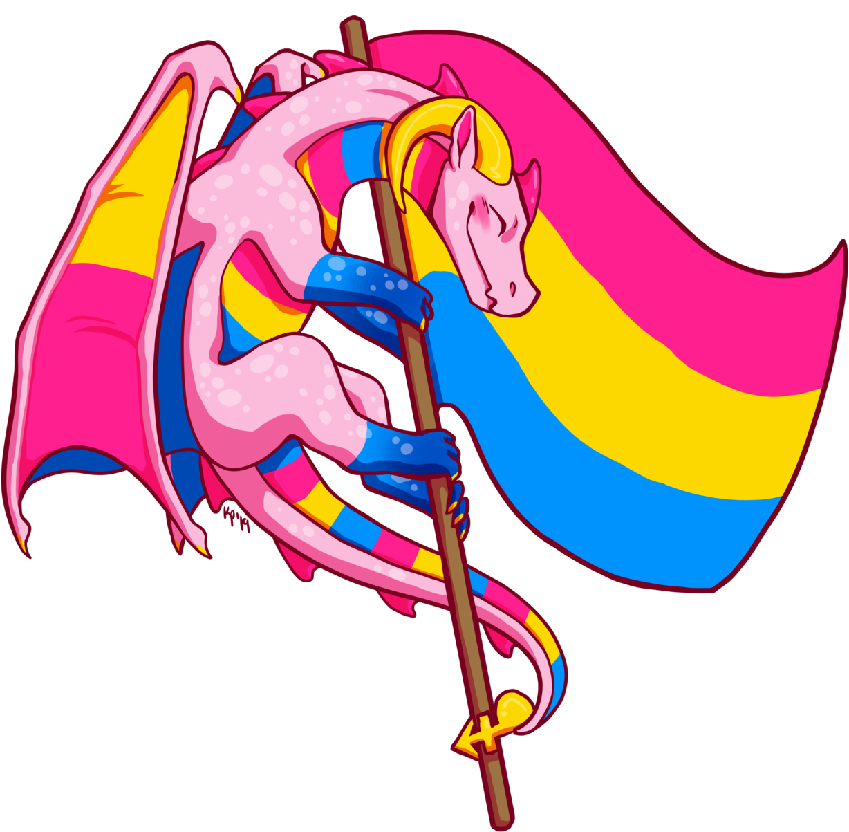 Pansexual Pride Art Dragon Clipart (1280x1280), Png Download