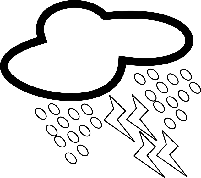 Icon, Cloud, Outline, Symbol, Lightning, Weather, Rain - Hail Clip Art - Png Download (640x566), Png Download