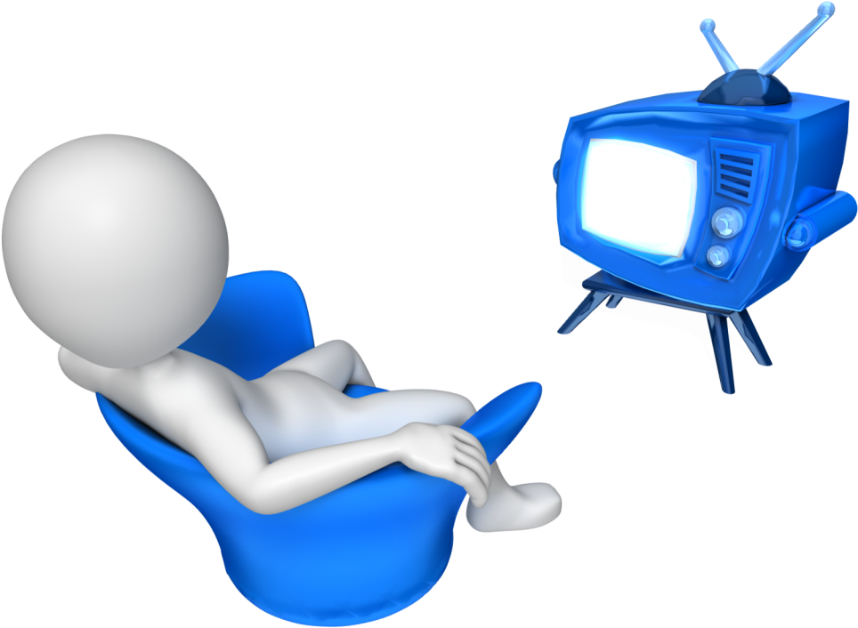 Stick Figure Watching Tv - Person Watching Tv Clipart - Png Download (964x706), Png Download