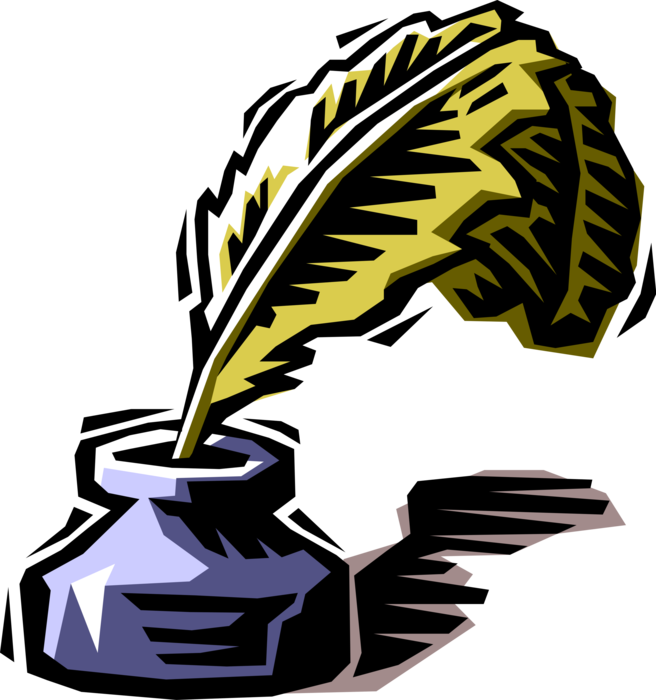 Vector Illustration Of Quill Pen Flight Feather Writing - Poet Clipart - Png Download (656x700), Png Download