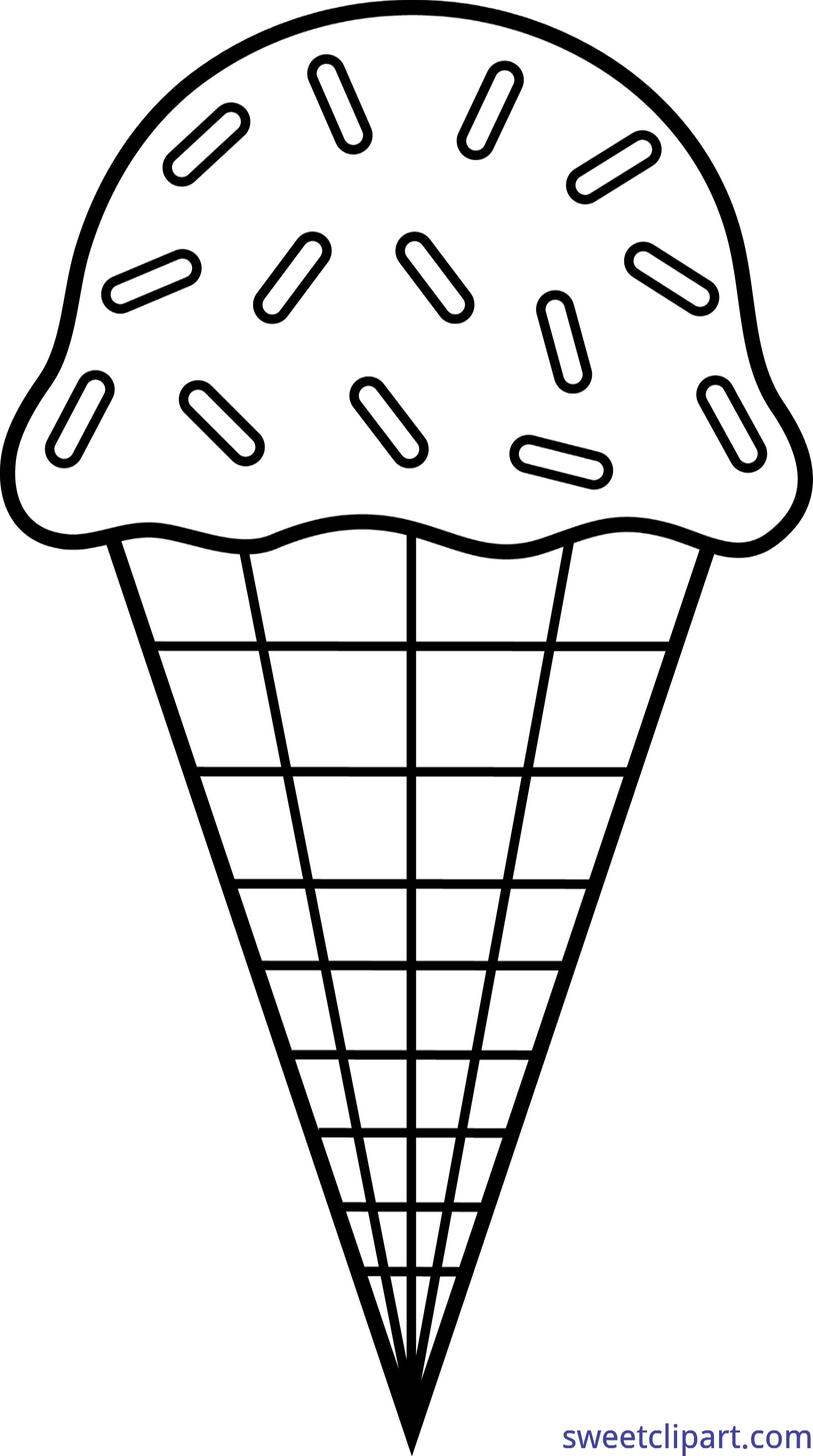 Ice Cream Clipart Sprinkle Clipart - Ice Cream Clipart Black And White - Png Download (1783x3192), Png Download