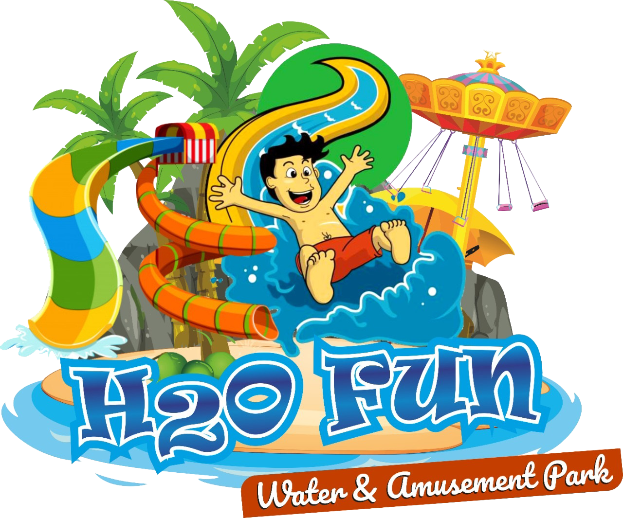 H2o Fun Logo - Cartoon Clipart (1280x1065), Png Download