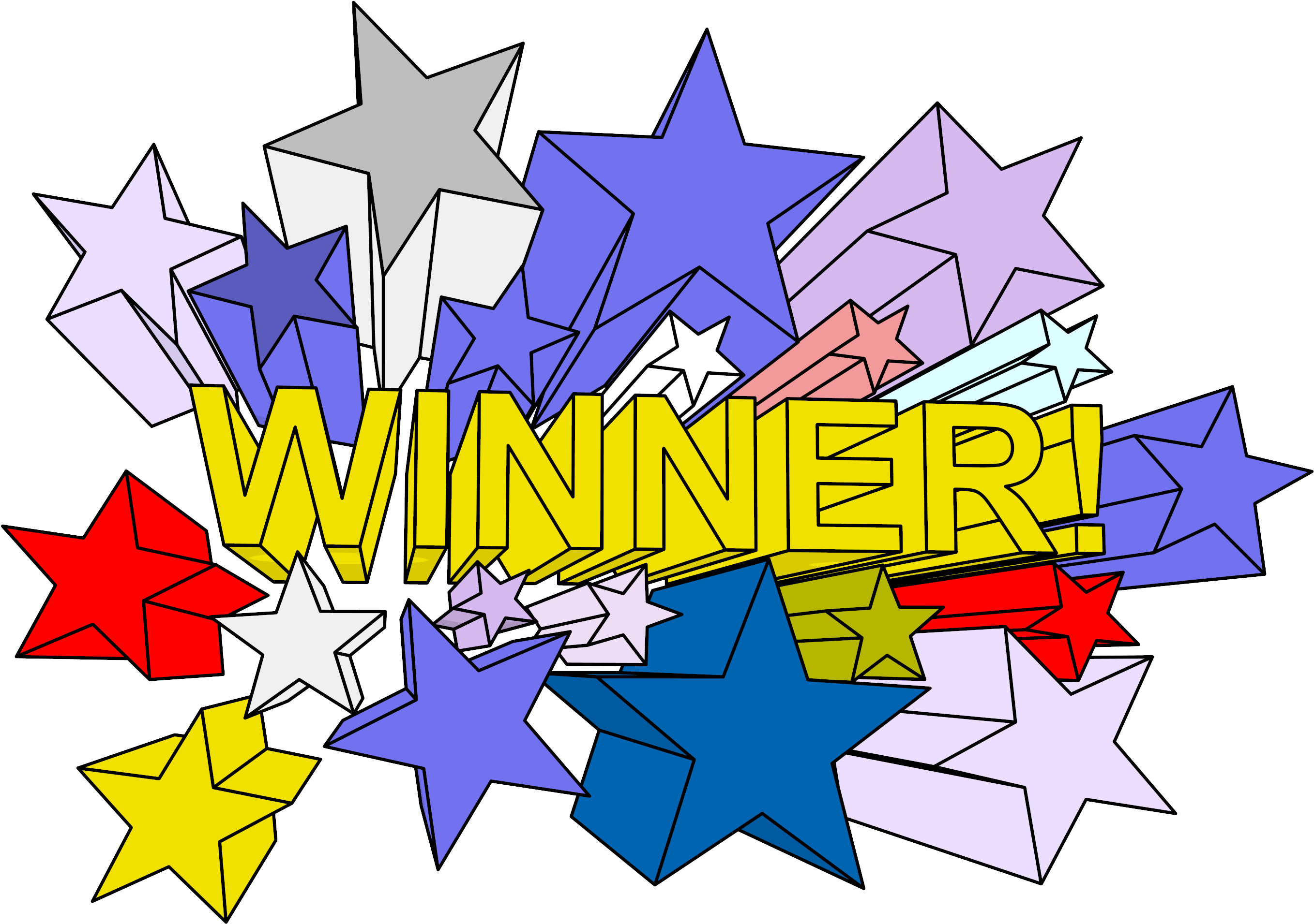 Winner 3d Text Flat Color Clipart Png - Art Transparent Png (3000x2250), Png Download