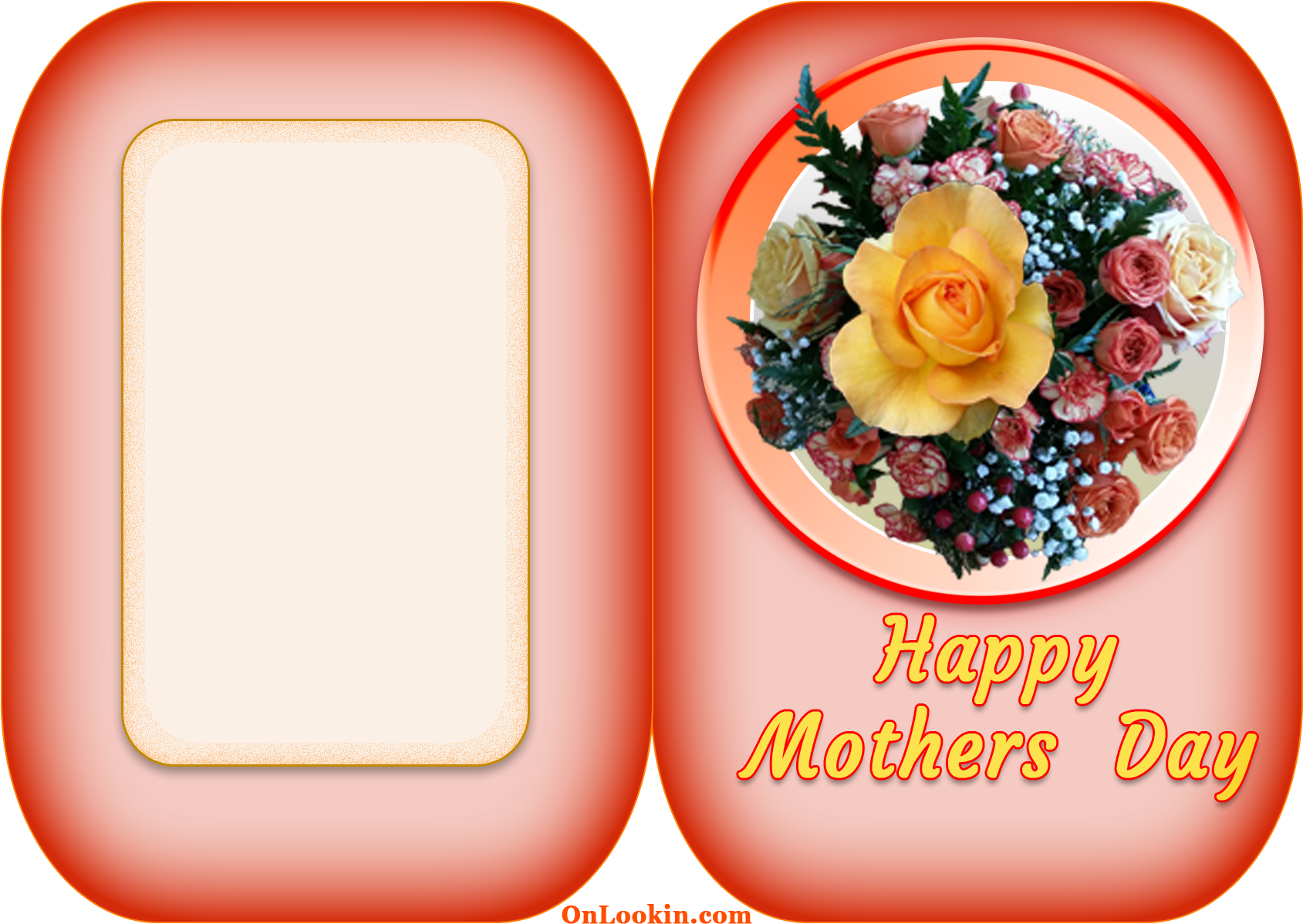 Happy Mothers Day Apricot Rose Flower A4 Card - Mother's Day Clipart (1740x1240), Png Download