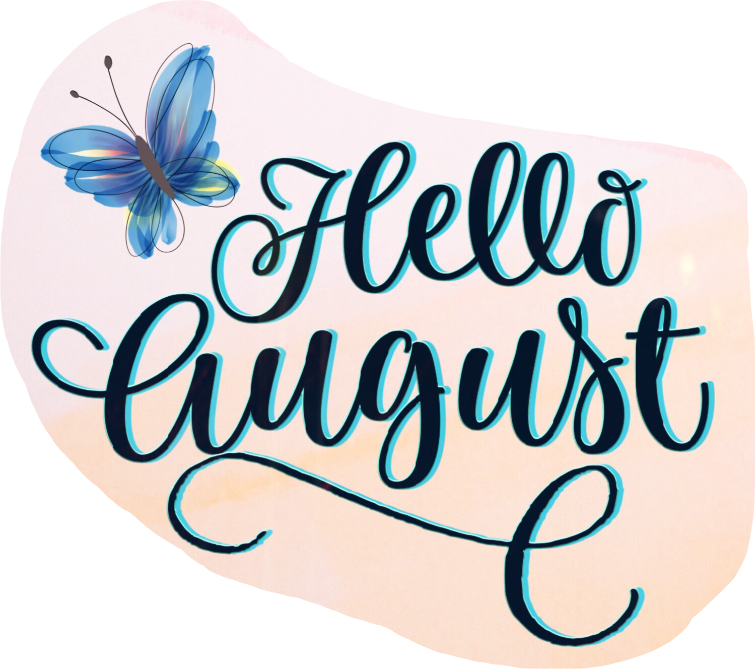 #august #summertime #vacation #caligraphy #party #hello - Common Blue Clipart (1499x1328), Png Download