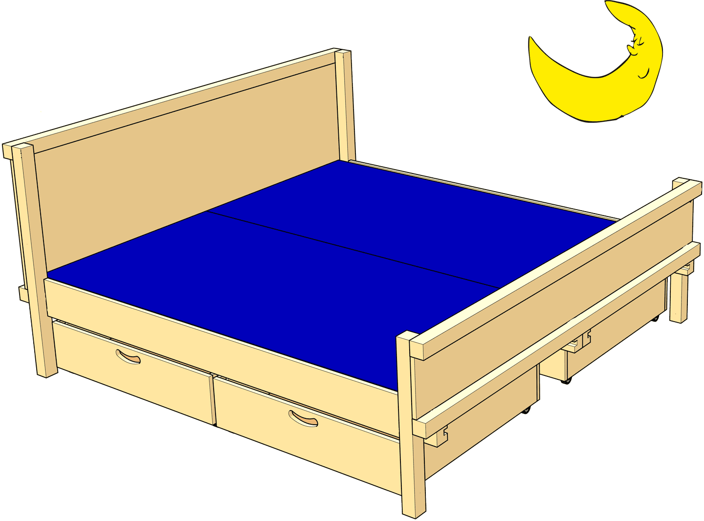 Double Bed For Parents And Couples - Bed Frame Clipart (1440x1066), Png Download