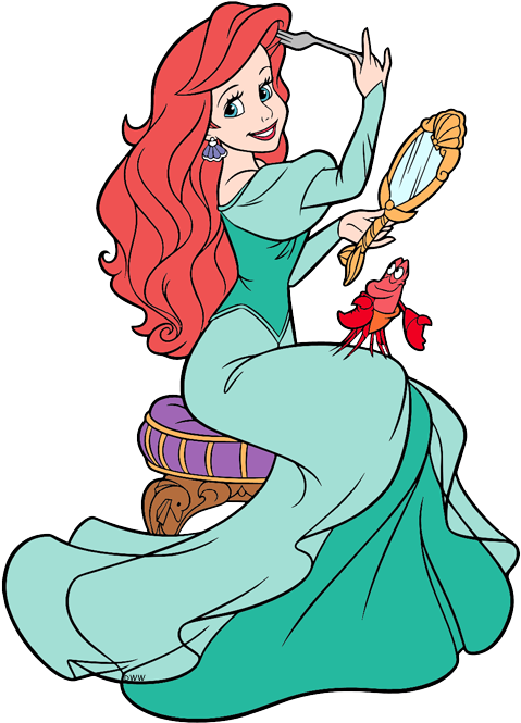 Transparent Sebastian Clipart - Ariel Combing Her Hair - Png Download (479x665), Png Download
