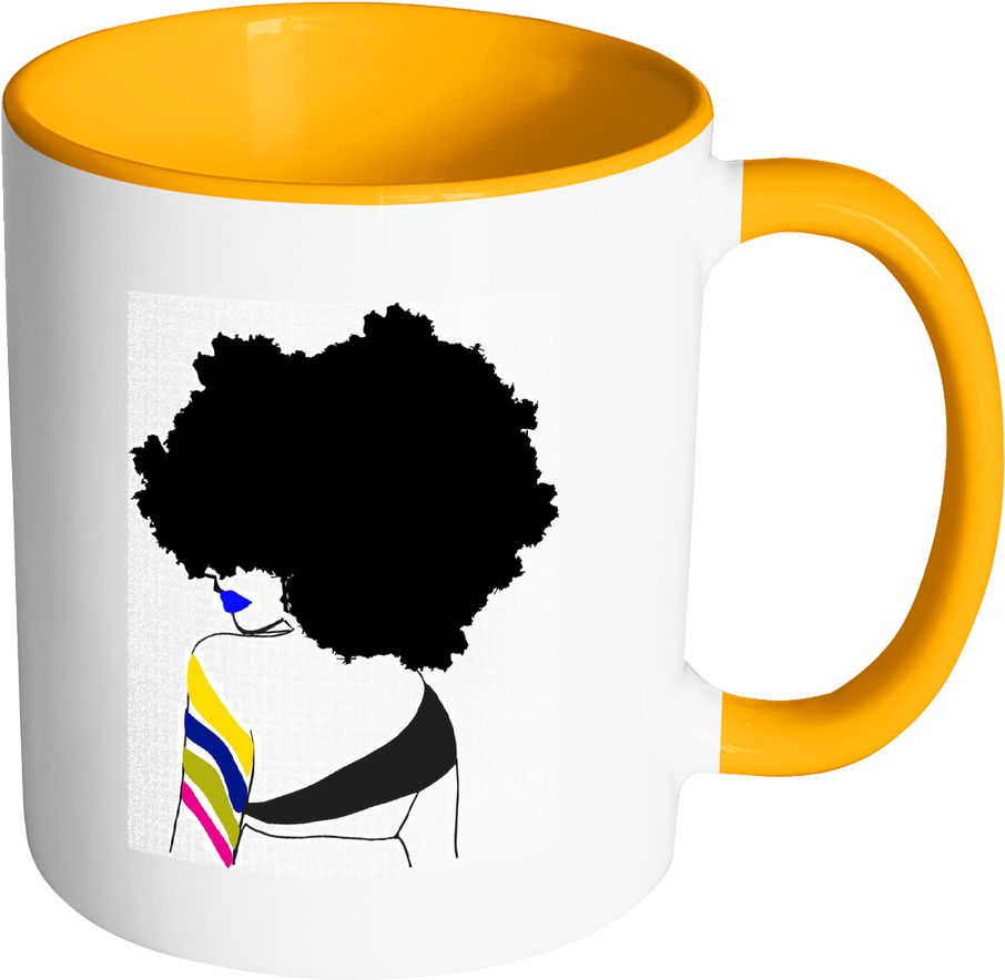 Afro Ether Coffee Mug - Natural Hair Black Girl Silhouette Clipart (906x884), Png Download