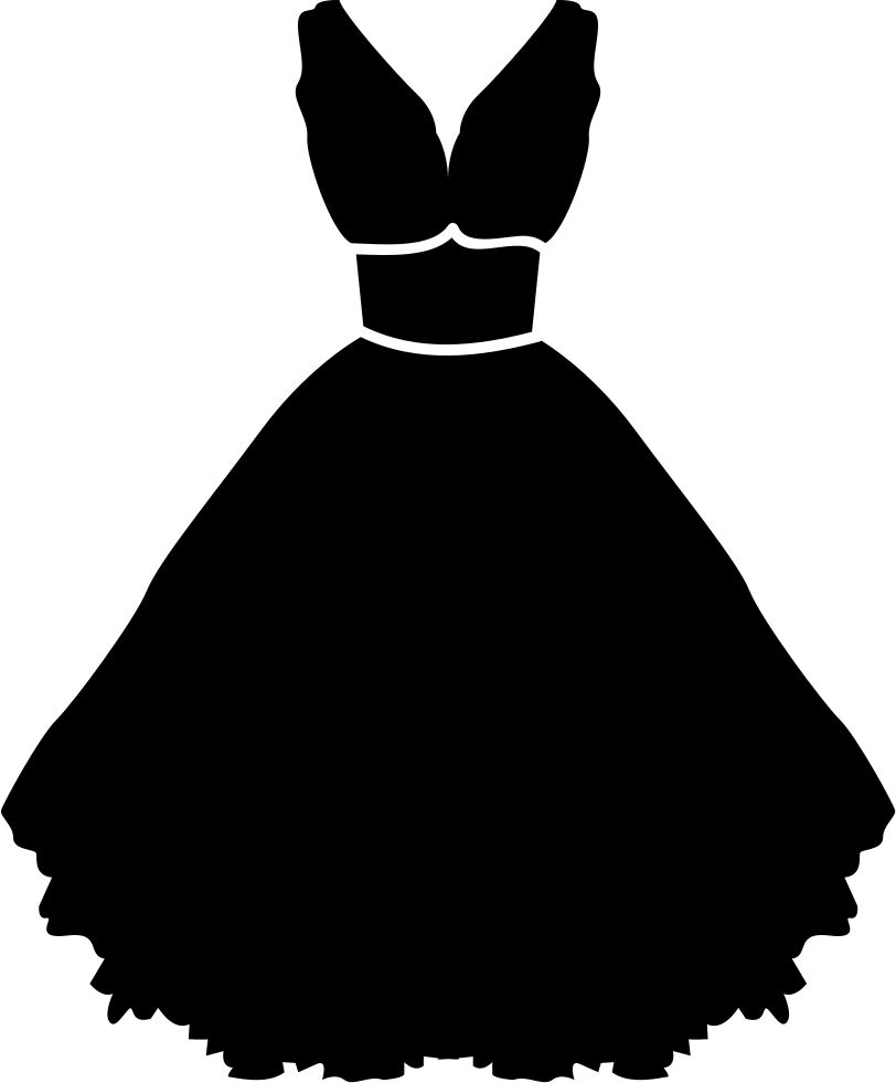 Download Stylish Strapless Dress With Belt And Petticoat Svg - Vector
