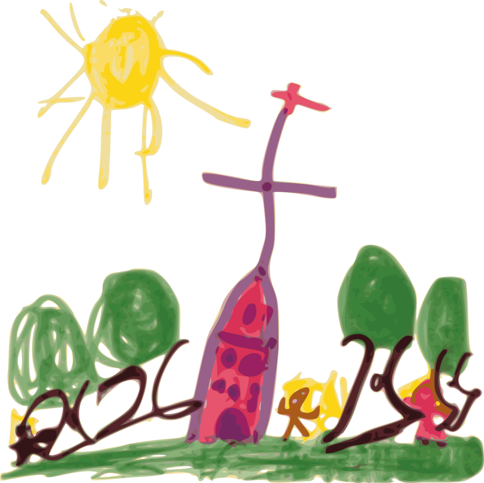 Flower,artwork,plant - Child Drawing Of Church Clipart (753x750), Png Download